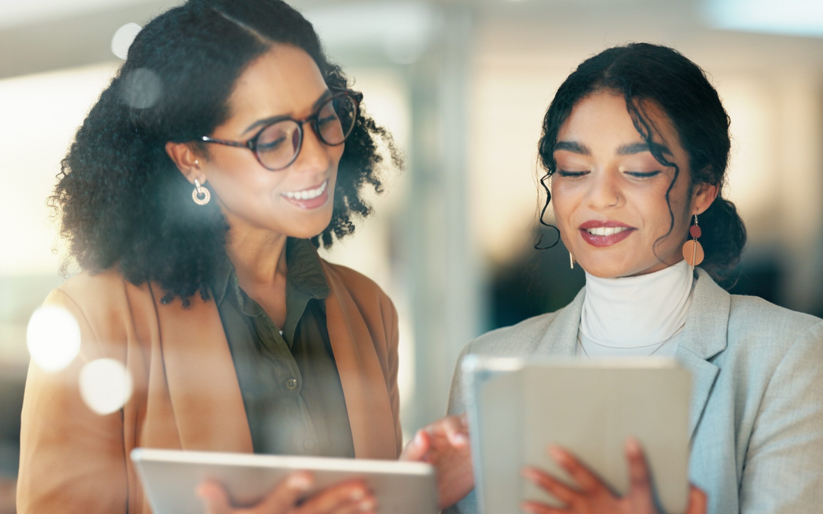 Business Smile And Women With A Tablet Internet And Email
